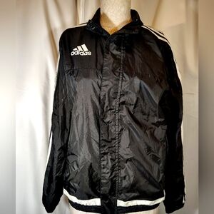 Adidas Windbreaker Jacket, Women Black With  White Stripes & Logo, Athletic, XS